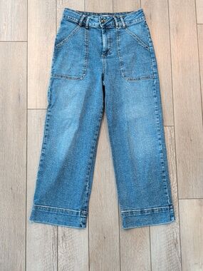 Bagatelle Medium Blue Wide-Leg Jeans with Front Patch Pockets